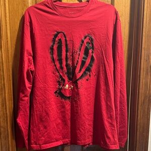 Armitron Red Long Sleeve Graphic Tee with Black Bunny Design